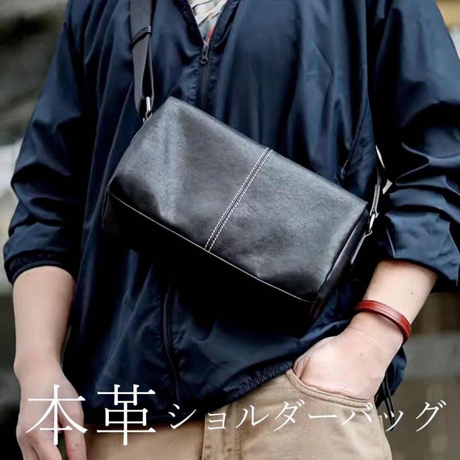 メンズ ショルダーバッグ 革 斜め掛け 軽量 皮 本 本革 ショルダー
