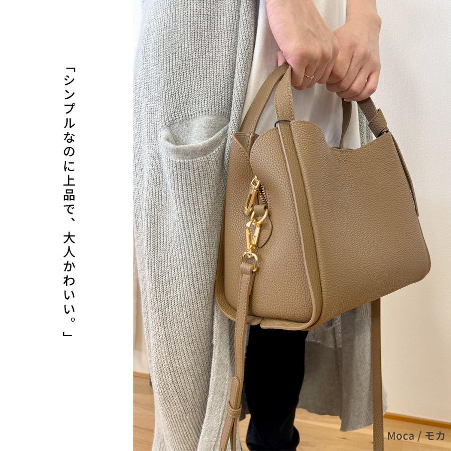 plus smile ハンドバッグ 小さめ 黒 レディース 本革 2way レザー