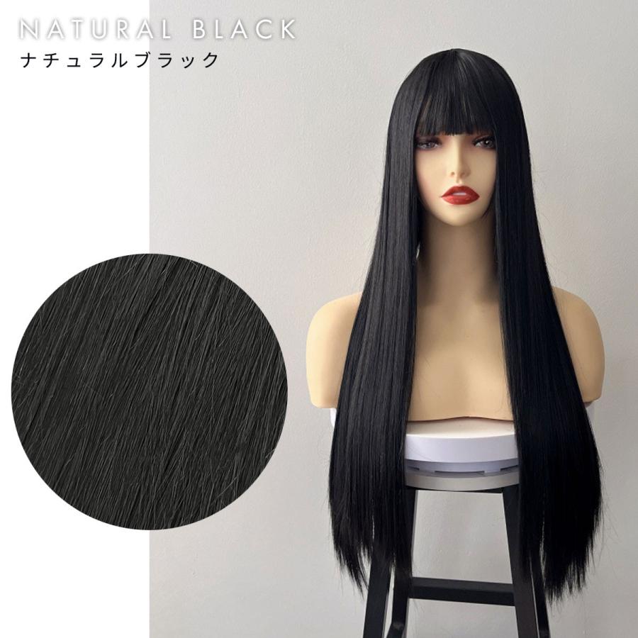 plus smile フルウィッグ ウィッグ ロング ストレート 黒髪 金髪 白髪