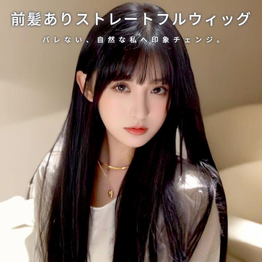 plus smile フルウィッグ ウィッグ ロング ストレート 黒髪 金髪 白髪