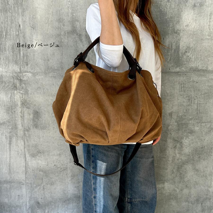 plus smile ショルダーバッグ レディース メンズ 大容量 帆布 バッグ