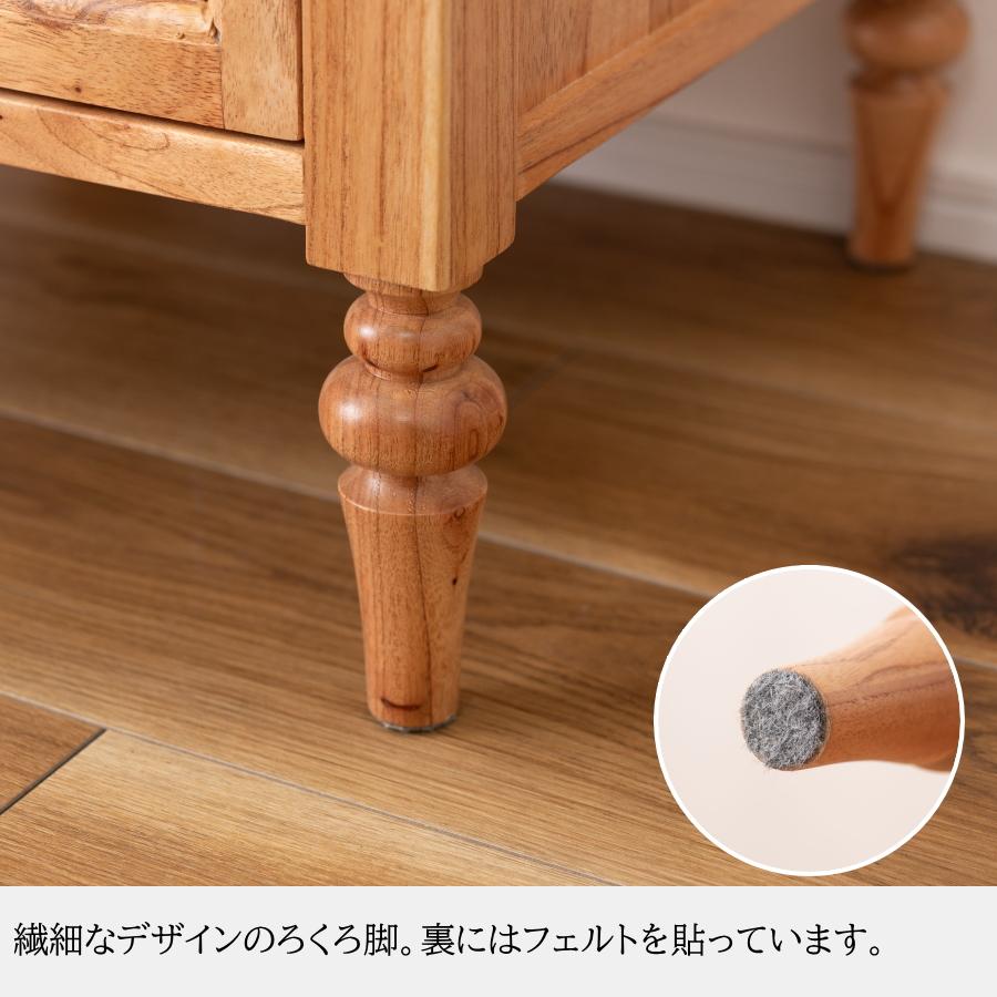 デスク 机 完成品 ミンディ材 ラタン ろくろ脚 北欧 ナチュラル