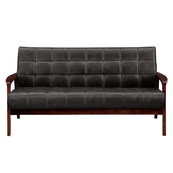 ソファー ソファ 3人掛け 3人用 合皮レザー 無垢 木製フレーム