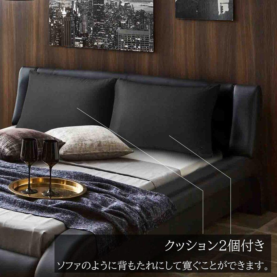 ベッド ダブルベッド フレーム 合皮 レザー ブラック ホワイト イン