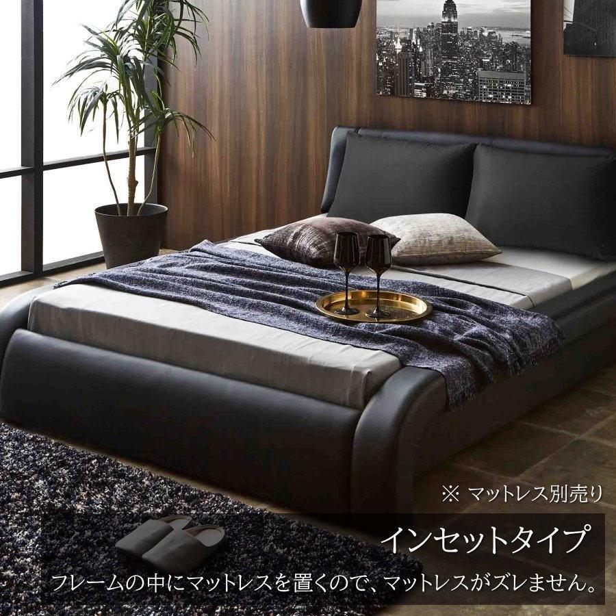ベッド ダブルベッド フレーム 合皮 レザー ブラック ホワイト イン
