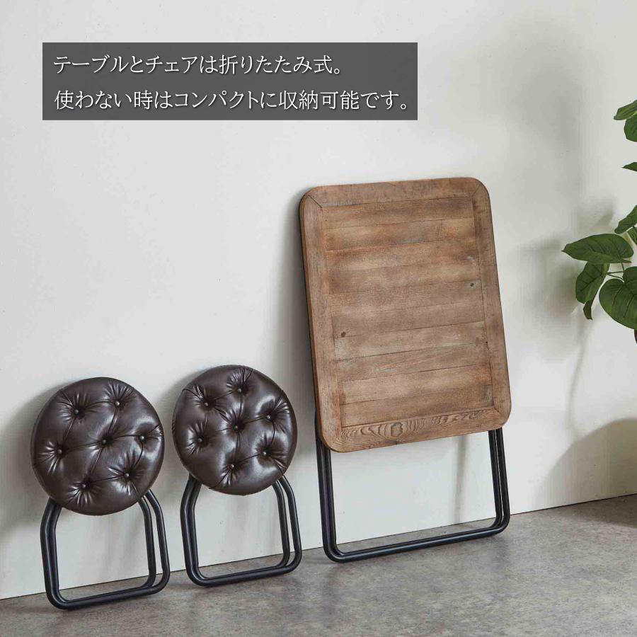 木製折りたたみダイニングテーブルと椅子2脚セット テーブルセット ダイニングセット ダイニングテーブルセット 3点セット
