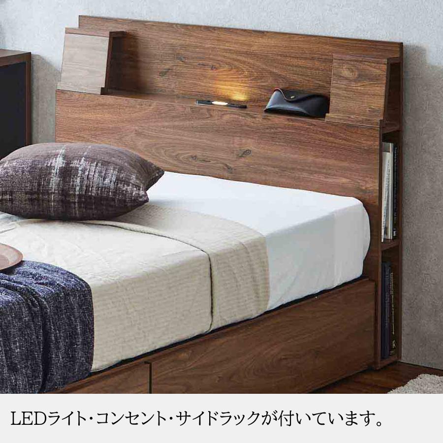 ダブルベッド ベッド 収納 引き出し 宮 棚 サイドラック LEDライト 