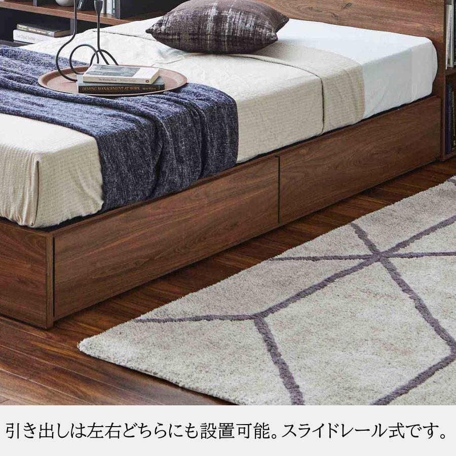 ダブルベッド ベッド 収納 引き出し 宮 棚 サイドラック LEDライト