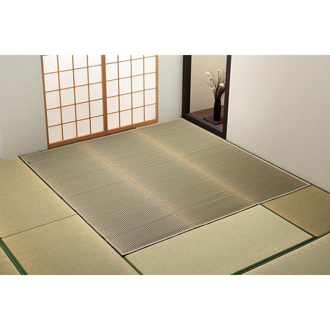 上敷き ゴザ 敷詰 カーペット い草 自然素材 日本製 国産 消臭 抗菌防臭 麻の葉 レトロ 和 ベージュ 江戸間3畳 約174×261cm《os》