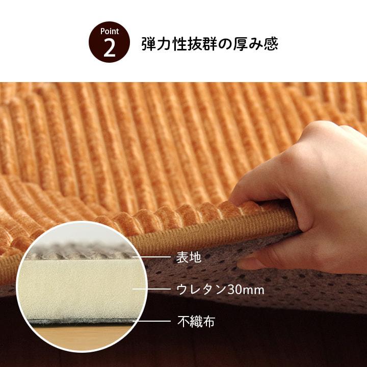 ラグ ボリューム 厚い コーデユロイ 無地 約185×240cm 約3畳 ベージュ オレンジ グリーン ネイビー グレー アイボリー ピンク ブラック《os》_4