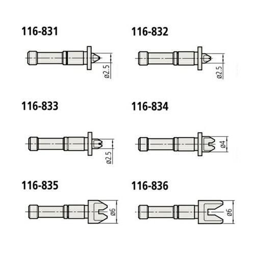 ミツトヨ Mitutoyo ねじ替駒測定子セット 116-831〜116-836 M(U)セット 116-830 |  | 01