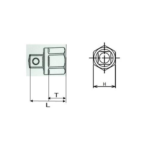 (メール便可)コーケン ko-ken 1/2"SQ凹→3/8"SQ凸6角駆動部付アダプター 4433A-KH | Ko-ken | 01