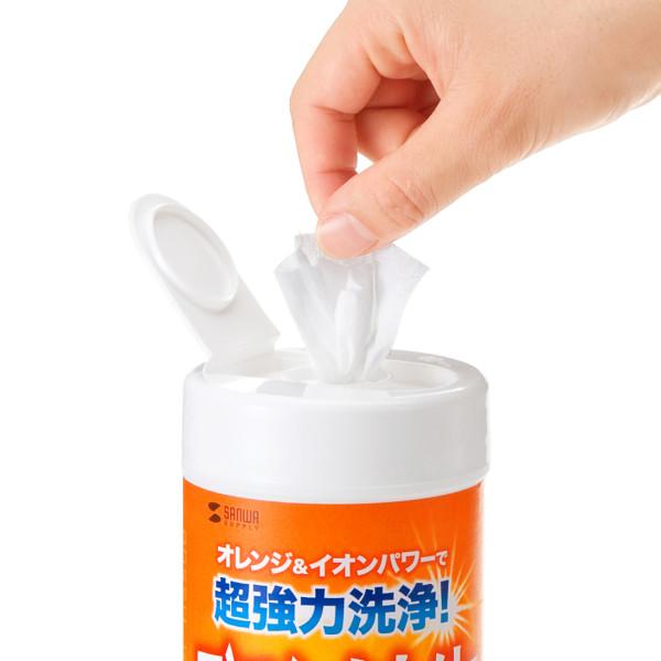 ウェットティッシュ 強力タイプ 60枚入 オレンジエキス配合 オレンジの香り CD-WT6K サンワサプライ SANWA |  | 01