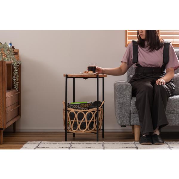 直送品 東谷 バスケット付きサイドテーブル 高さ60cm ナチュラル GUY-822NA | 東谷 | 05