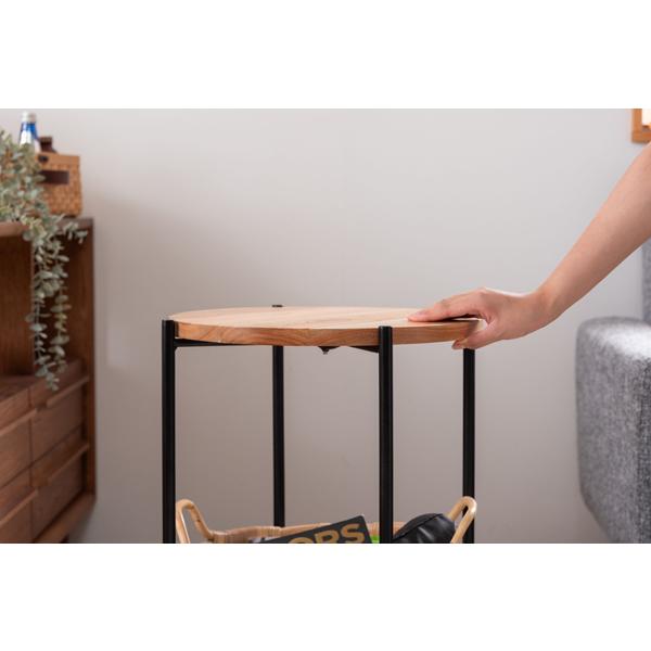 直送品 東谷 バスケット付きサイドテーブル 高さ60cm ナチュラル GUY-822NA | 東谷 | 09