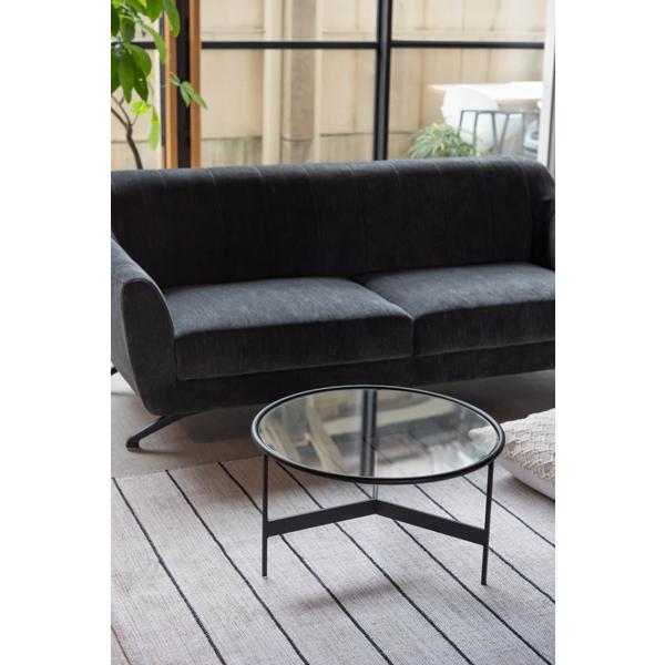 東谷 直送品 AZUMAYA ラウンドガラステーブルL W60×D60×H33 ブラック