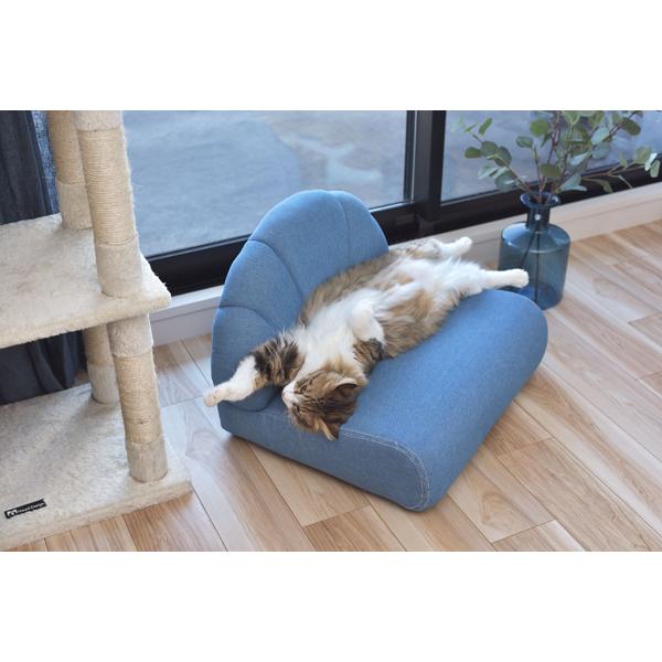 直送品 東谷 ペット ソファ 幅59cm 奥行50cm 高さ40×SH18cm ブルー PET-65 | 東谷 | 04