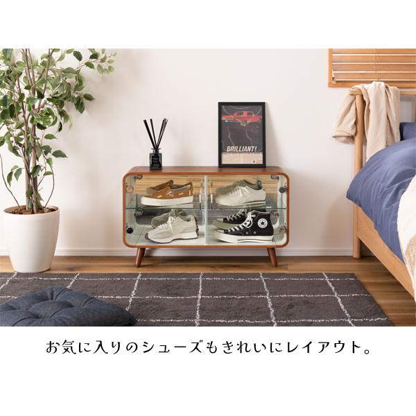 直送品 東谷 AZUMAYA コレクションシェルフ ロータイプ W79.5×D25×H46(取手含めず) ブラウン 棚 収納 推し活 PT-613BR | 東谷 | 06