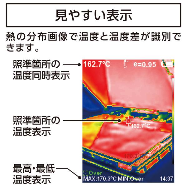 シンワ測定 サーモグラフィー A -20〜550℃ 放射率可変タイプ 73091 | シンワ（工具） | 02