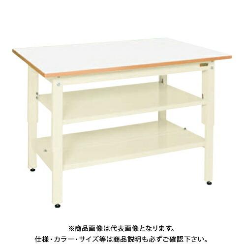 (運賃見積り)(直送品)サカエ SAKAE 軽量立作業台(KDタイプ/サカエリューム天板/中板中棚付) W1200×D750×H900 (アイボリー×ホワイト) KD-49FIVT2