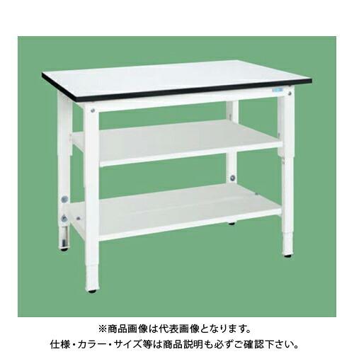 (運賃見積り)(直送品)サカエ SAKAE 軽量高さ調整作業台(TKK8タイプ/ポリ天板/中板・中棚付) W1200×D750×H800〜1000 パールホワイト TKK8-127T2LW