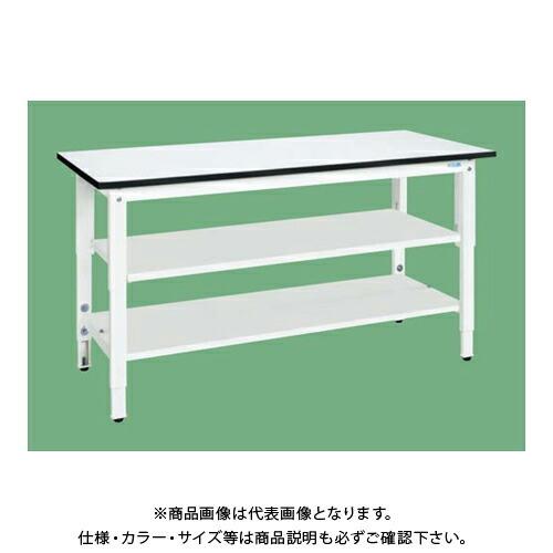 (運賃見積り)(直送品)サカエ SAKAE 軽量高さ調整作業台(TKK8タイプ/ポリ天板/中板・中棚付) W1800×D900×H800〜1000 パールホワイト TKK8-189T2LW