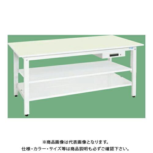 (運賃見積り)(直送品)サカエ SAKAE 軽量作業台(抗ウイルス天板/中棚中板付) 引出1段 W1800×D900×H800 (ホワイト×グリーン) KH-70AVPGT2
