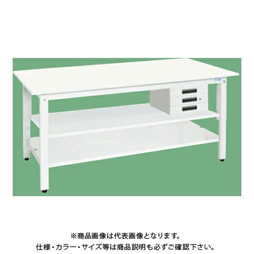 (運賃見積り)(直送品)サカエ SAKAE 軽量作業台(抗ウイルス天板/中棚中板付) 引出3段 W1800×D750×H800 ホワイト KH-69CVPWT2