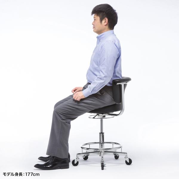 送料別途 直送品 サンワサプライ SANWA 作業用ワークスツール 回転式背もたれ レザー張り ブラック SNC-RD10VBK | SANWA SUPPLY | 12