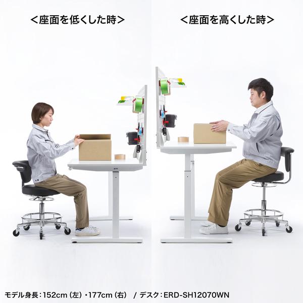 送料別途 直送品 サンワサプライ SANWA 作業用ワークスツール 回転式背もたれ レザー張り ブラック SNC-RD10VBK | SANWA SUPPLY | 13