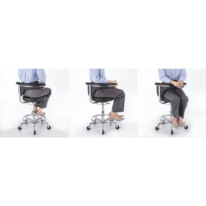 送料別途 直送品 サンワサプライ SANWA 作業用ワークスツール 回転式背もたれ レザー張り ブラック SNC-RD10VBK | SANWA SUPPLY | 02