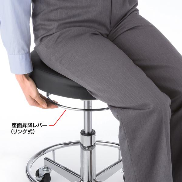 送料別途 直送品 サンワサプライ SANWA 作業用ワークスツール 回転式背もたれ レザー張り ブラック SNC-RD10VBK | SANWA SUPPLY | 04