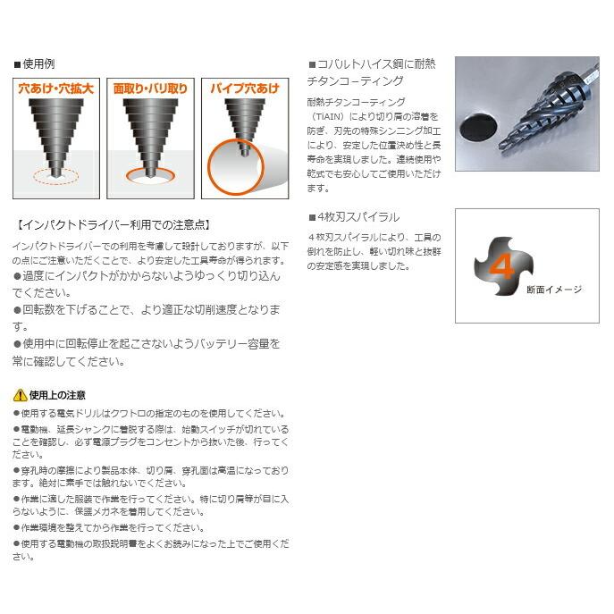 【値下げ特価品】【未使用品】ユニカ　SPQ-633ST　ステップドリル　14ステップ　ストレートシャンク【ハンズクラフト熊本けやき通り店】【店頭取引限定】 ユニカ unika ステップドリル クワトロ 段数14 SPQ-633ST : プラスワン