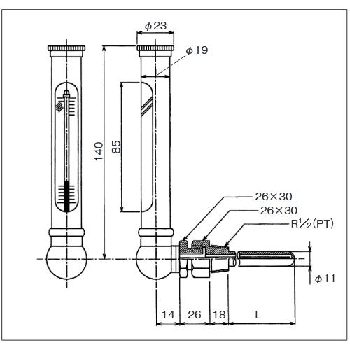 2重管温度計L型 0〜+50℃ 100mm TA408KB-100B タスコ TASCO |  | 01