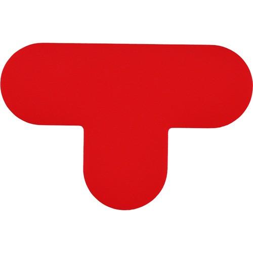 緑十字 路面表示ステッカー T型 赤 QCT-R 100×150mm 10枚組 PVC 403023 | 