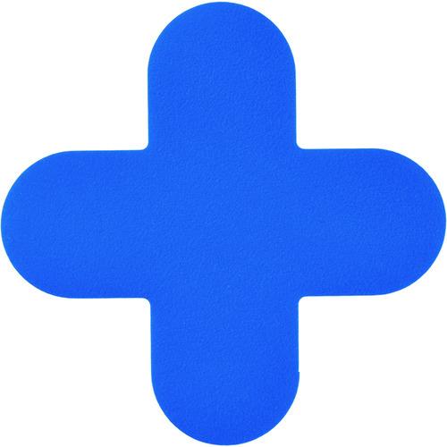 緑十字 路面表示ステッカー 十字型 青 QCC-BL 150×150mm 10枚組 PVC 403034 | 