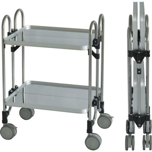 (直送品)トクヤマ ステンレス(SUS430)折りたたみ式ワゴン613*505*838-2段 FEA-2