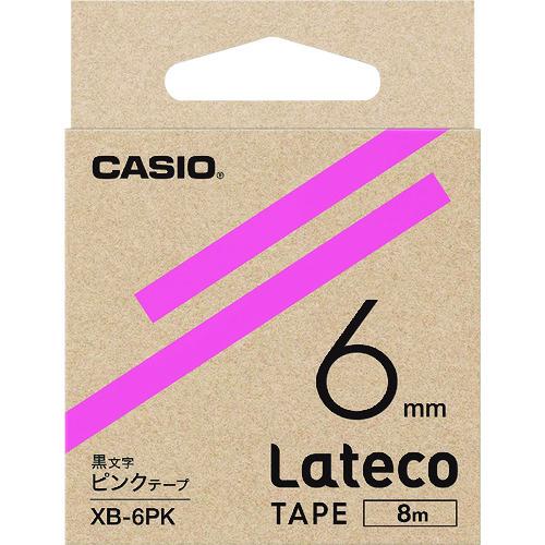 カシオ ラテコ(Lateco)専用詰め替えテープ 6mm ピンクテープに黒文字 XB6PK｜plus1tools