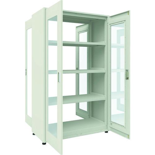 (個別送料2000円)(直送品)TRUSCO M3型ユニット中量棚 両面タイプ 両開きアクリル扉 側板付 H2100XW1200 単体 M3-WU7465-GA