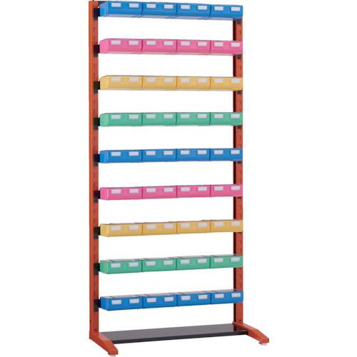 (送料別途)(直送品)TRUSCO UPR型ビンラック H1900 ビン大黒X12橙・白・緑各8個付 蓋付 黒 UPR-L1809BF-BK