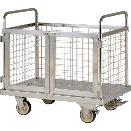 (送料別途)(直送品)テックサス フットブレーキ付 金網付台車 SUSφ125ウレタン車 MD-9060D-FB