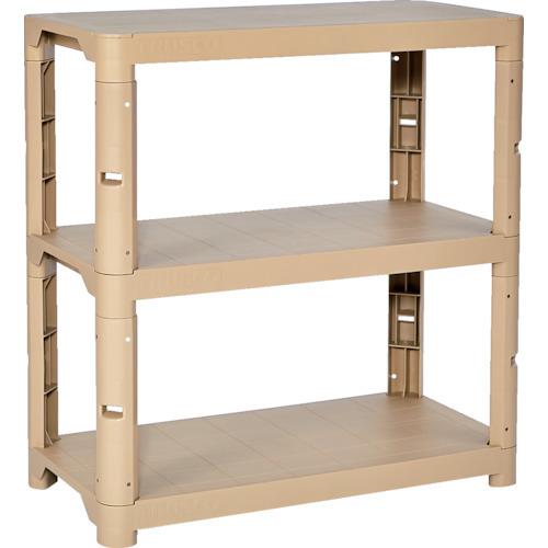 TRUSCO プラ棚 高さ943-3段タイプ コーナーキャップ4個付 ライトサンド TPT-3343C-LS | 