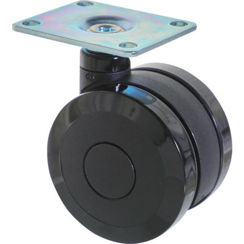TRUSCO プレート式双輪キャスター エラストマ-車輪 自在 Φ75 ブラック TPWE-75BK | 
