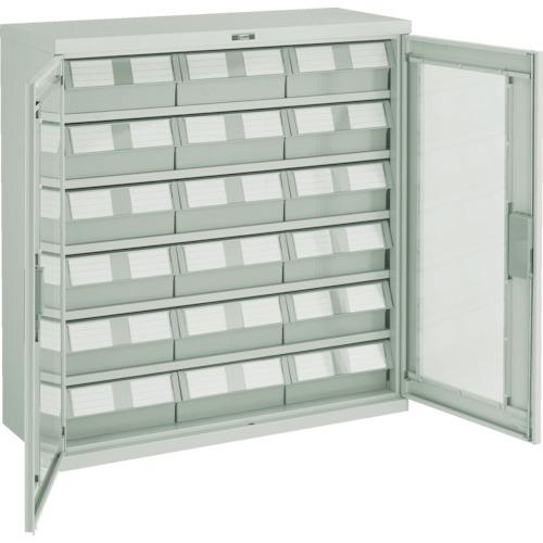 (送料別途)(直送品)TRUSCO パーツケース バンラックケース M型 両開き扉 NG引出大X18個 ネオグレー T305M-N18L:NG | TRUSCO中山