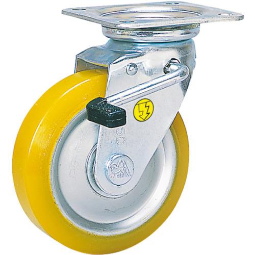 シシク 静電気帯電防止キャスター 自在ストッパー付 150径 ウレタン車輪 EUWJB-150 | 