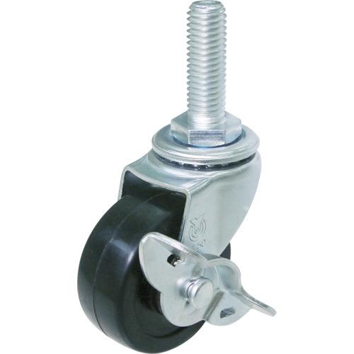 ユーエイ ねじ込み式 自在 キャスター ゴム 車輪径40mm ストッパー付き Lタイプ LT-S型 ネジ寸法M12×35ピッチ1.75 LT-40RS-M12-35 | 