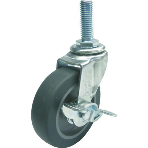 ユーエイ ねじ込み式 自在 キャスター エラストマー 車輪径65mm ストッパー付き Lタイプ LT-S型 ネジ寸法M12×35ピッチ1.75 LT-65ELS-M12-35 | 