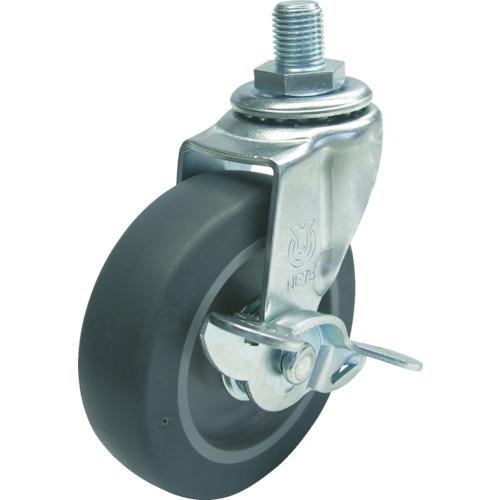 ユーエイ ねじ込み式 自在 キャスター エラストマー 車輪径65mm ストッパー付き Lタイプ LT-S型 ネジ寸法UNF1/2×14山数20 LT-65ELS-UNF1/2-14 | 