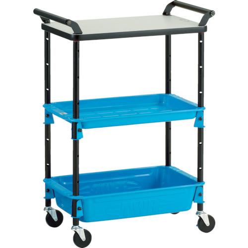 (直送品)TRUSCO ツールワゴンロイヤル天板付654×360×911深2 スカイ TWR-202T-SB