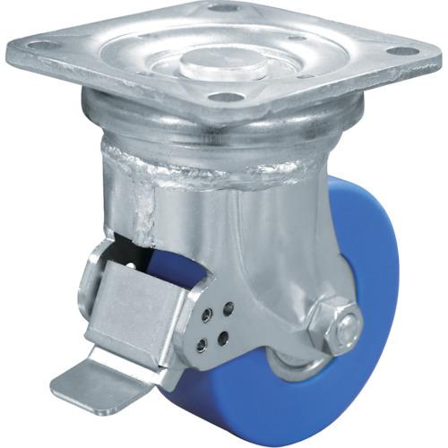 シシク 低床超重荷重用キャスター 自在ストッパー付 100径 モノマーキャスティングナイロン車輪 三価クロメート DHJB-100U-MC | 